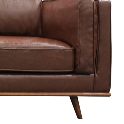 3 Seater Faux Leather Sofa Brown Lounge Set for Living Room Couch with Wooden Frame