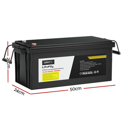 Giantz 200AH 12.8V LiFePO4 Lithium Iron Battery Rechargeable 4WD Solar Camping