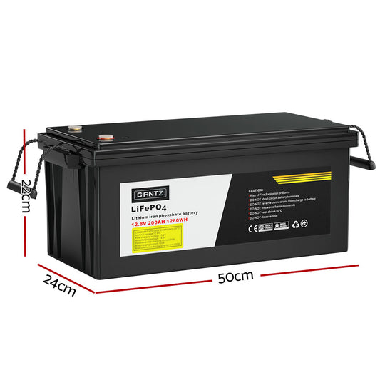 Giantz 200AH 12.8V LiFePO4 Lithium Iron Battery Rechargeable 4WD Solar Camping