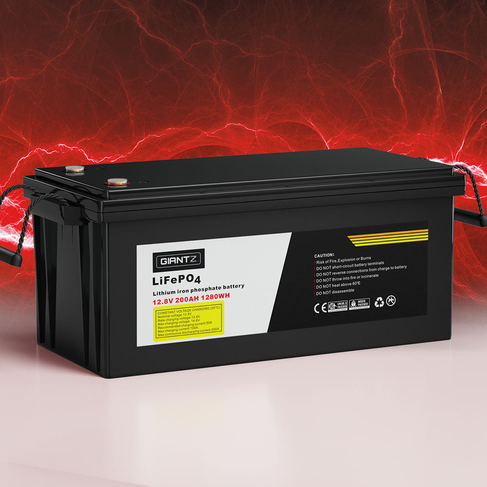 Giantz 200AH 12.8V LiFePO4 Lithium Iron Battery Rechargeable 4WD Solar Camping