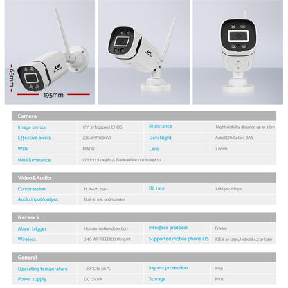 UL-tech Wireless CCTV 3MP IP Security Camera System Home Outdoor WiFi 8CH 2TB
