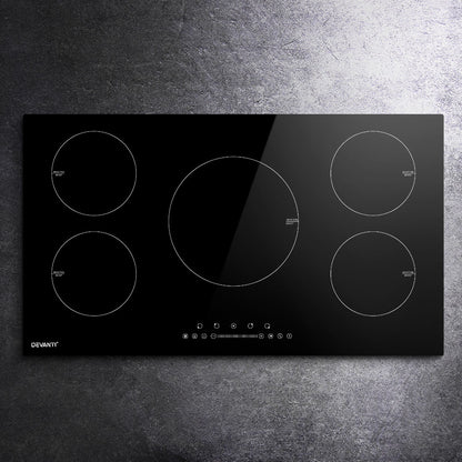 Devanti Induction Cooktop 90cm Electric Cooker Ceramic 5 Zones Stove Hot Plate