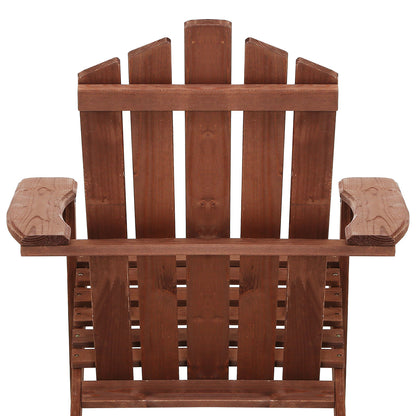 Gardeon Outdoor Sun Lounge Beach Chairs Table Setting Wooden Adirondack Patio Brown Chair