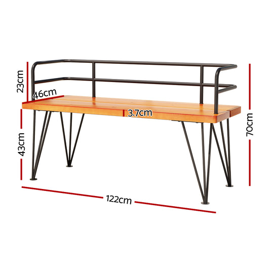 Gardeon Outdoor Garden Bench Lounge Chair Wooden Steel 3 Seater Patio Furniture
