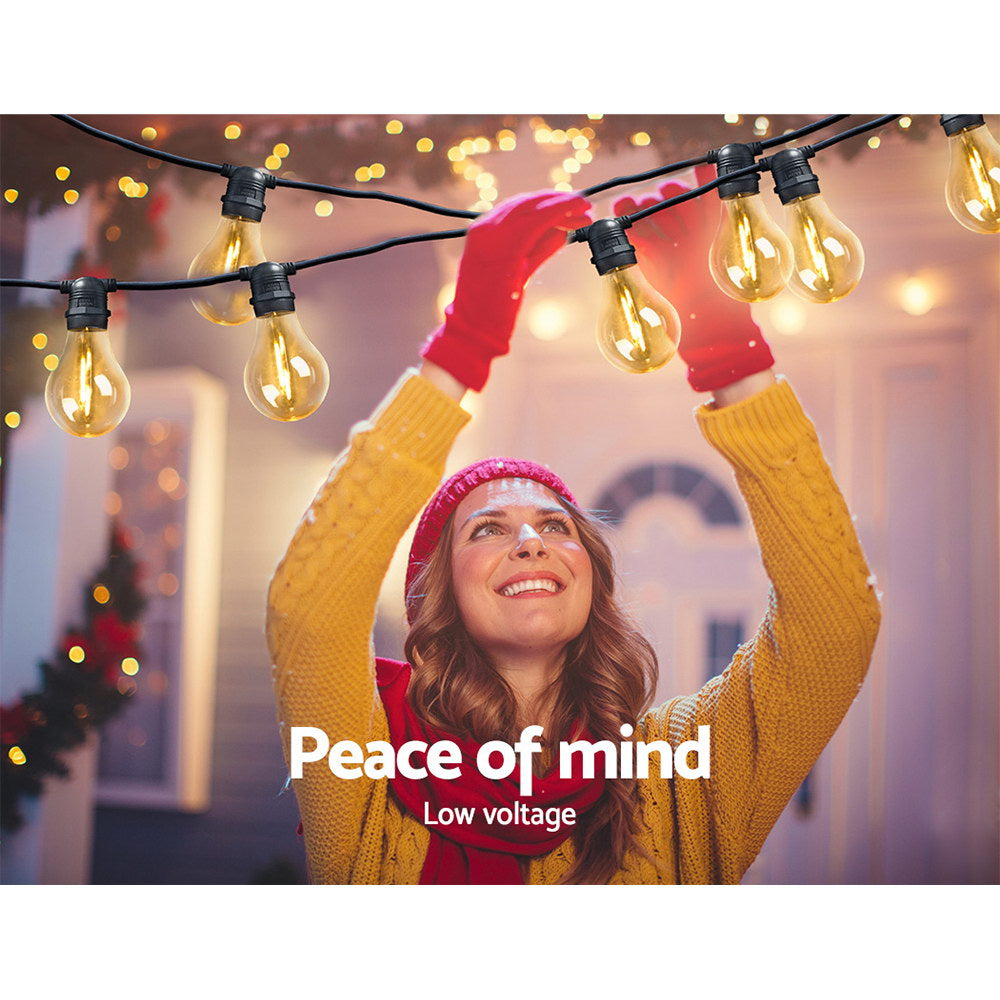 Jingle Jollys 68m LED Festoon String Lights Outdoor Christmas Wedding Party