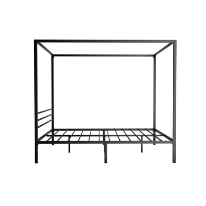 Artiss Bed Frame Metal Four-poster Platform Base Queen Size Black POCHY