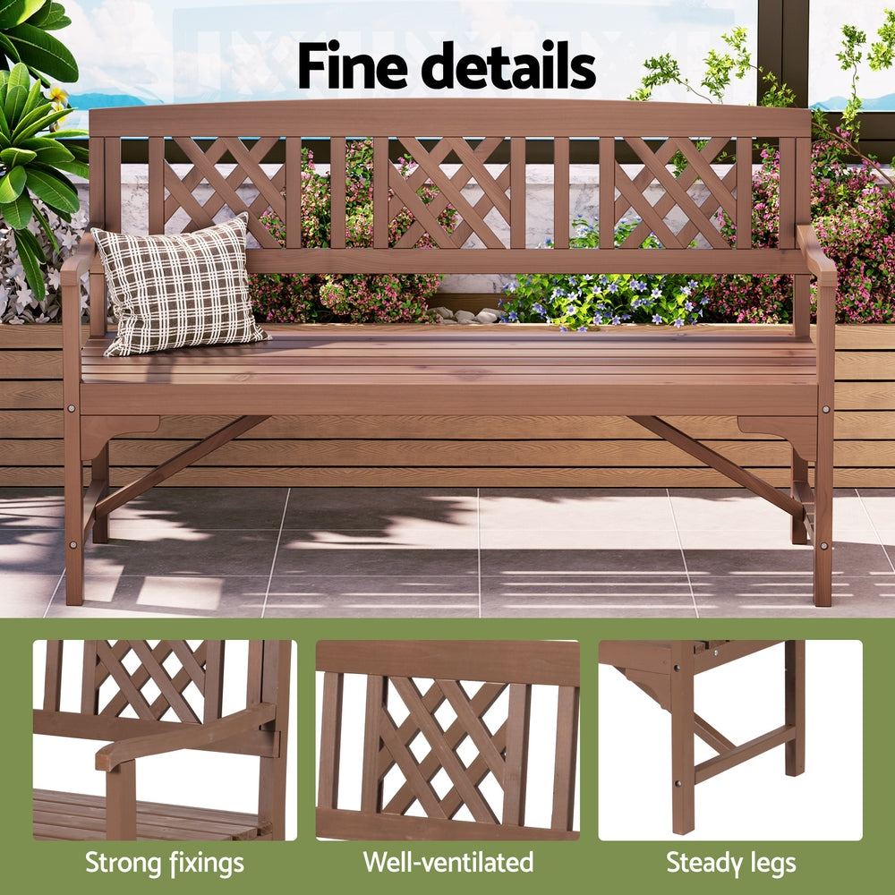 Gardeon Wooden Garden Bench 3 Seat Patio Furniture Timber Outdoor Lounge Chair Natural