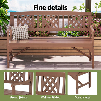 Gardeon Wooden Garden Bench 3 Seat Patio Furniture Timber Outdoor Lounge Chair Natural