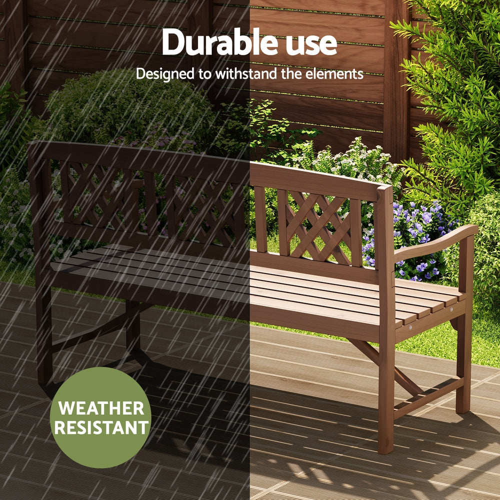 Gardeon Wooden Garden Bench 3 Seat Patio Furniture Timber Outdoor Lounge Chair Natural