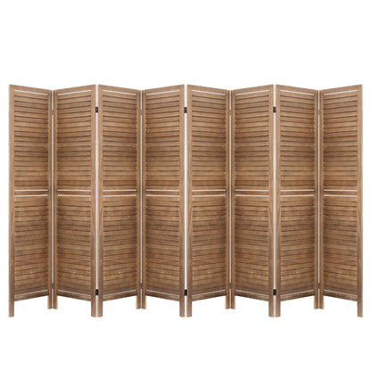 Artiss Room Divider Screen 8 Panel Privacy Wood Dividers Stand Bed Timber Brown
