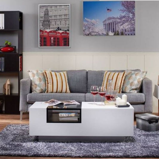 Modern Storage Coffee Table in White and Black 120CM