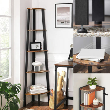 EKKIO 5 Tier Corner Ladder Shelf (Dark Brown) EK-CLS-100-LR