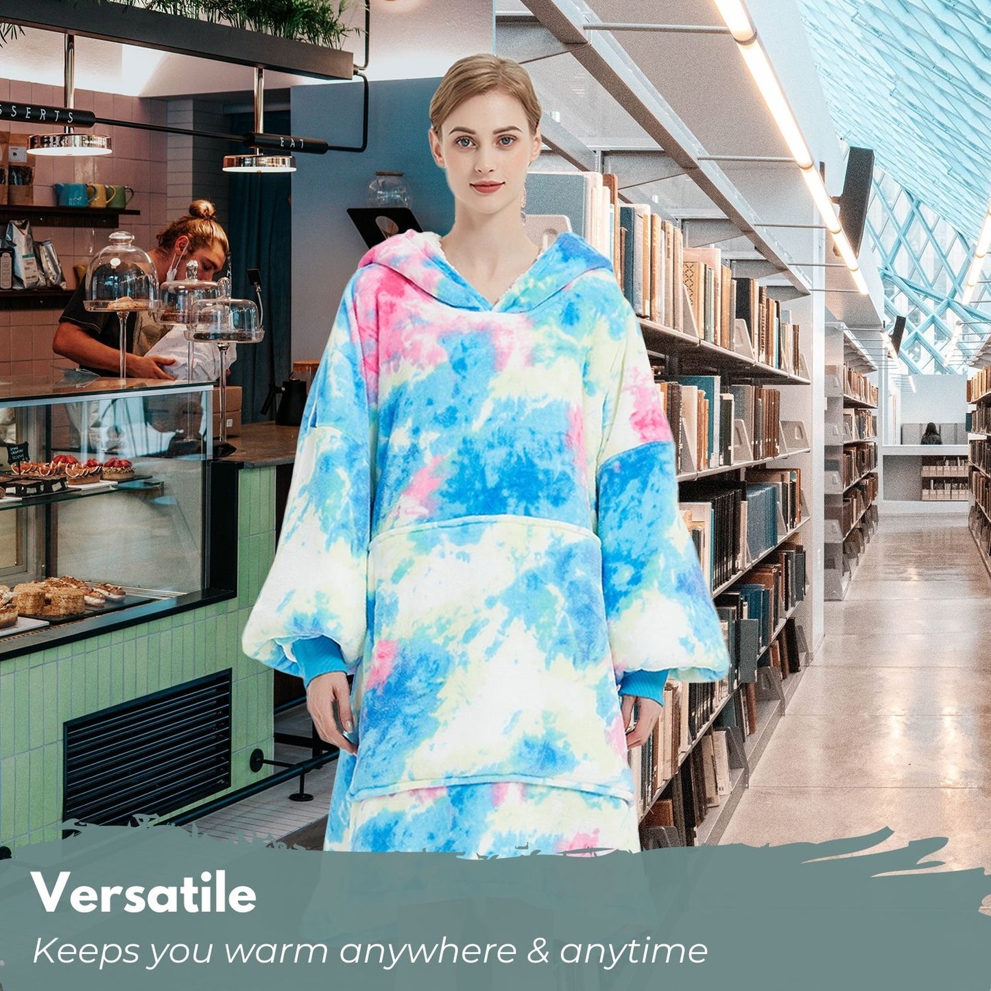 GOMINIMO Hoodie Blanket Adult Tie-Dyed Cyan GO-HB-126-AYS