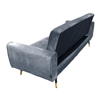 Sarantino Ava 3-seater Tufted Velvet Fabric Sofa Bed By Sarantino - Light Grey