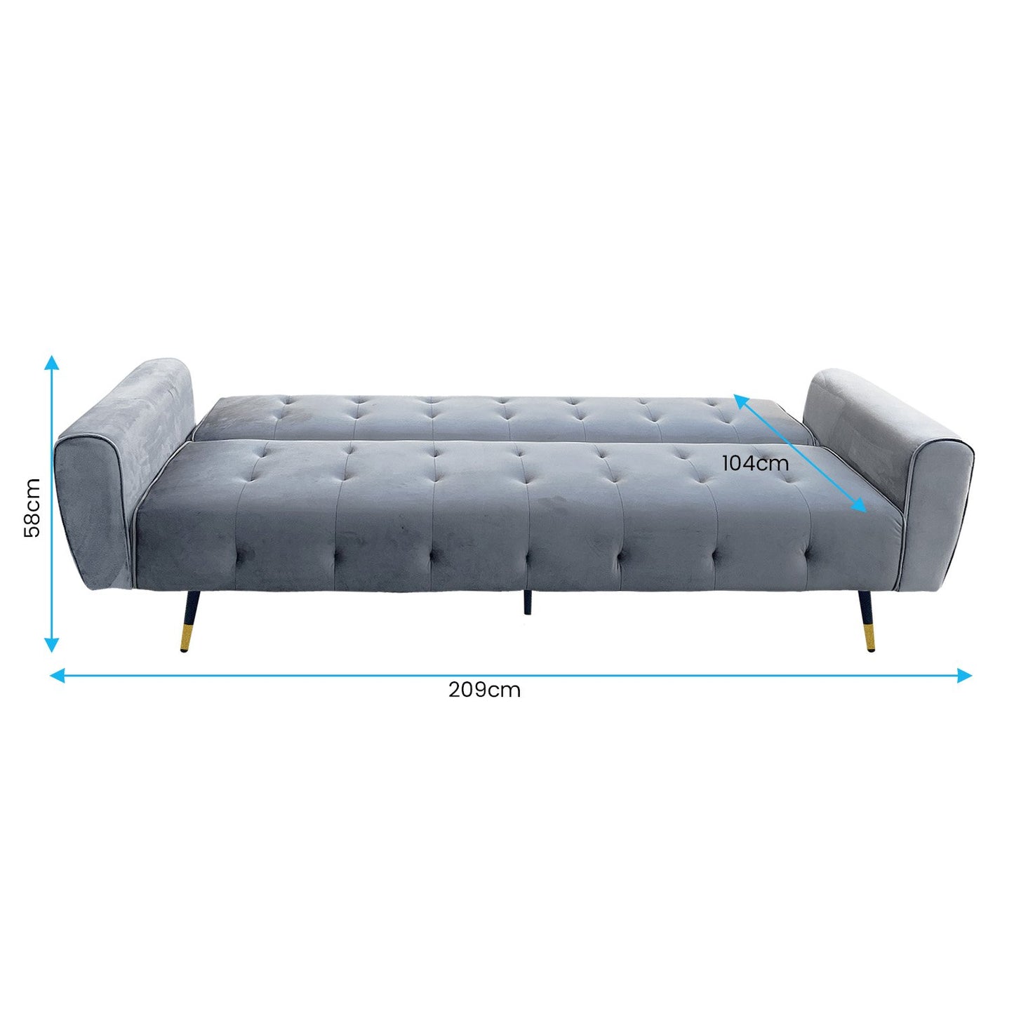 Sarantino Ava 3-seater Tufted Velvet Fabric Sofa Bed By Sarantino - Light Grey