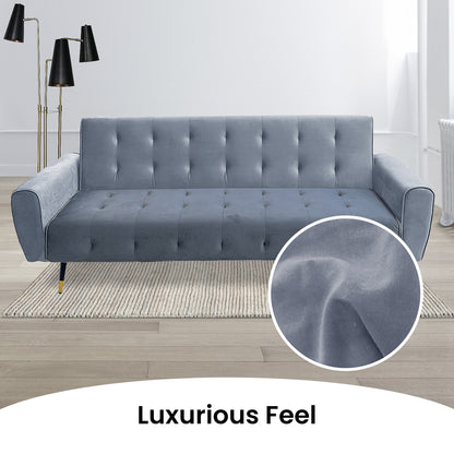 Sarantino Ava 3-seater Tufted Velvet Fabric Sofa Bed By Sarantino - Light Grey