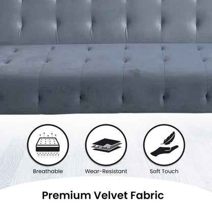 Sarantino Ava 3-seater Tufted Velvet Fabric Sofa Bed By Sarantino - Light Grey
