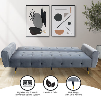 Sarantino Ava 3-seater Tufted Velvet Fabric Sofa Bed By Sarantino - Light Grey