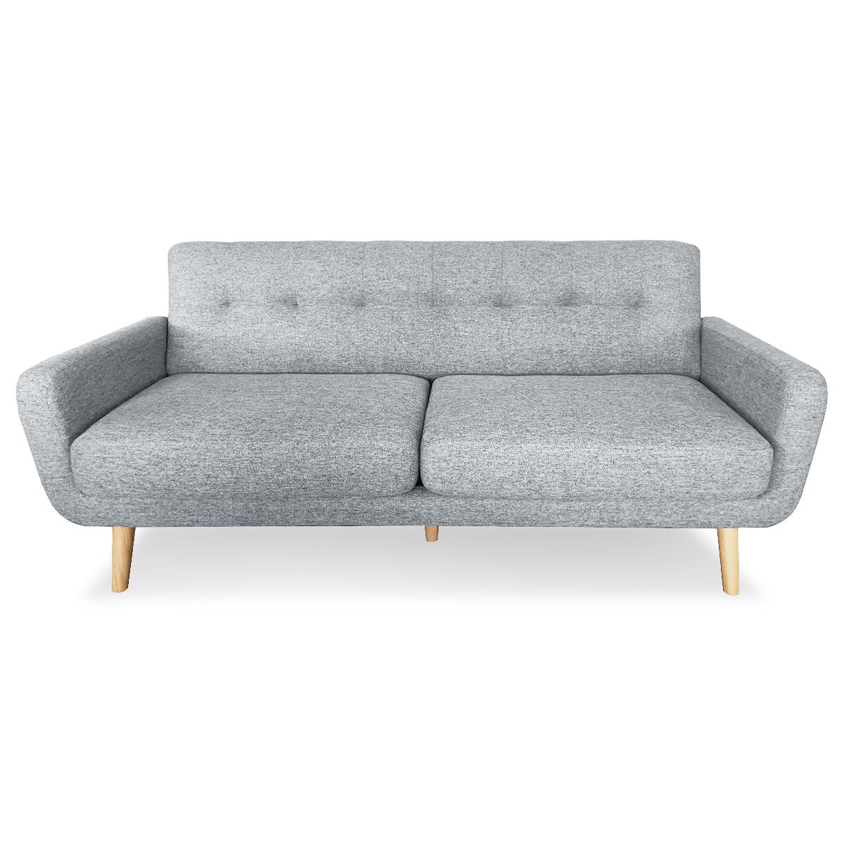 Sarantino 6-Seater Linen Fabric Sofa Set Couch Futon - Light Grey