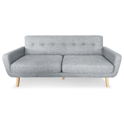 Sarantino 6-Seater Linen Fabric Sofa Set Couch Futon - Light Grey