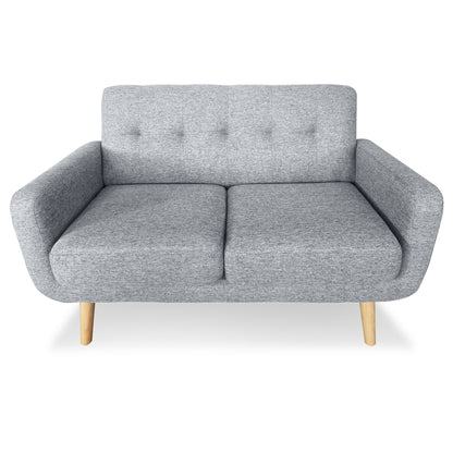 Sarantino 6-Seater Linen Fabric Sofa Set Couch Futon - Light Grey