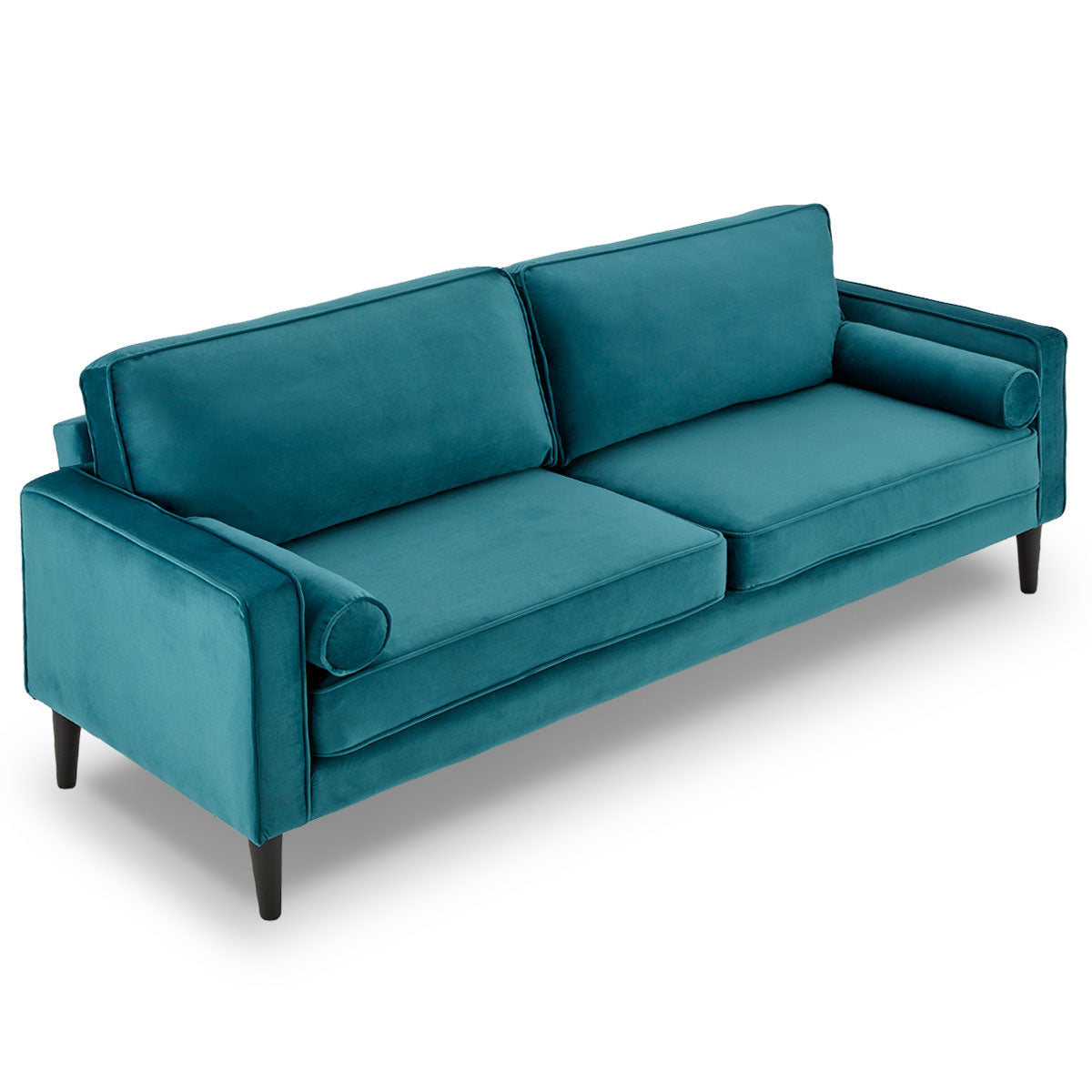 Sarantino Faux Velvet Fabric Sofa Bed Couch Furniture Lounge Suite Seat Blue