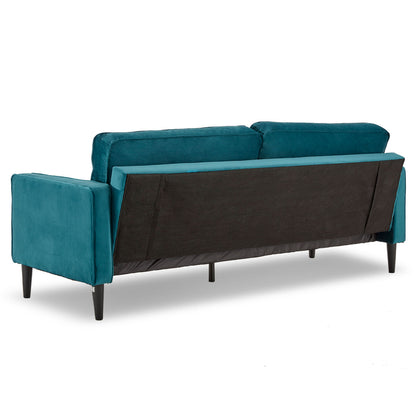 Sarantino Faux Velvet Fabric Sofa Bed Couch Furniture Lounge Suite Seat Blue