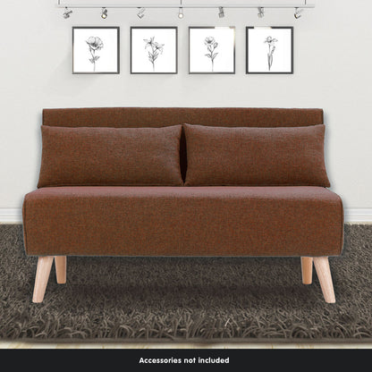 Sarantino 2-Seater Adjustable Sofa Bed Lounge Faux Linen Fabric - Brown