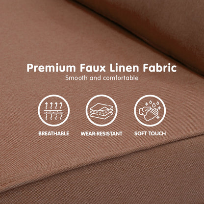 Sarantino 2-Seater Adjustable Sofa Bed Lounge Faux Linen Fabric - Brown