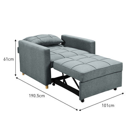 Sarantino Suri 3-in-1 Convertible Sofa Chair Bed Fabric -  Airforce Blue