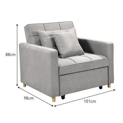 Sarantino Suri 3-in-1 Convertible Sofa Chair Bed Lounger Fabric - Light Grey