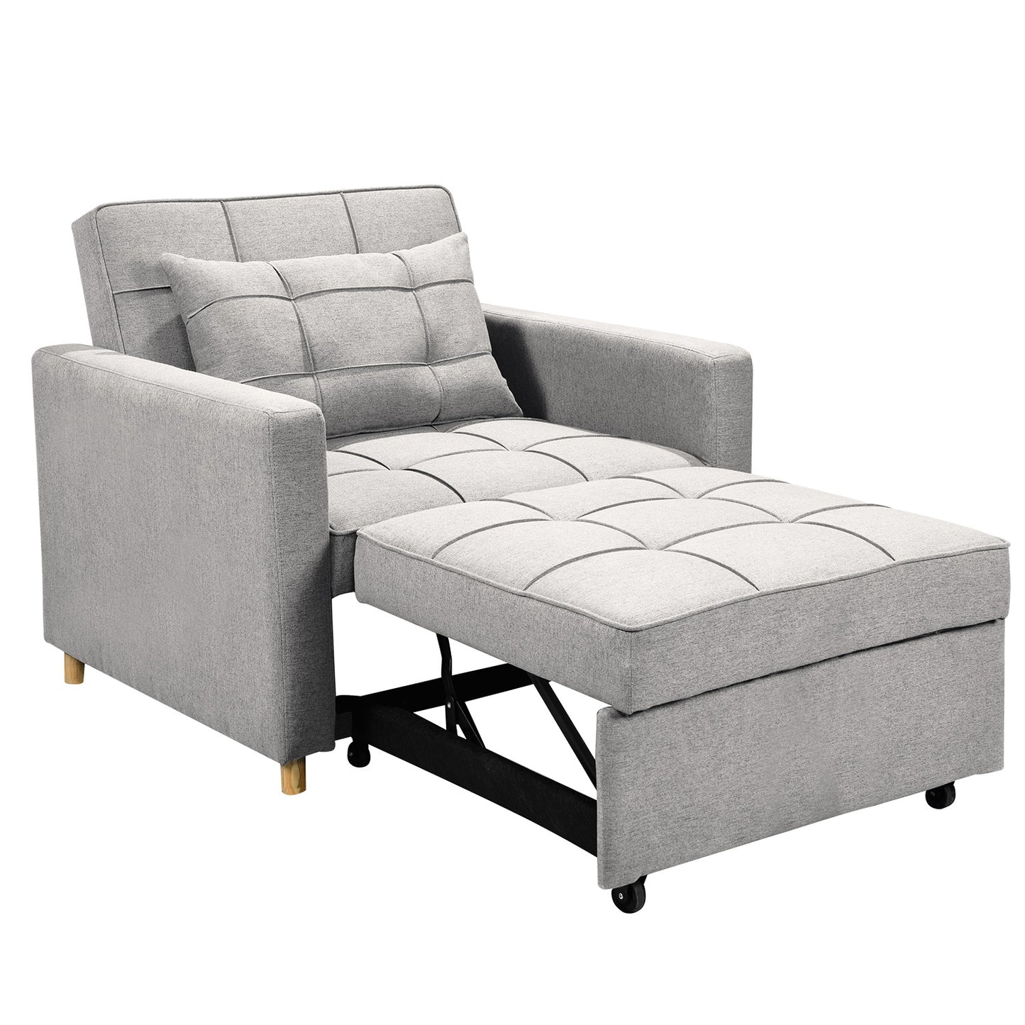 Sarantino Suri 3-in-1 Convertible Sofa Chair Bed Lounger Fabric - Light Grey