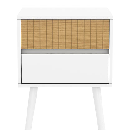 Sarantino Clio Bedside Table Night Stand - White/natural