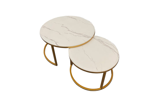 Nesting style Coffee Table - White on Champagne Gold - 60cm/45cm