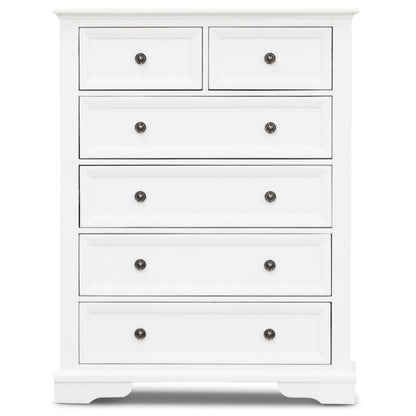 Celosia Tallboy 6 Chest of Drawers Solid Acacia Wood Bed Storage Cabinet - White