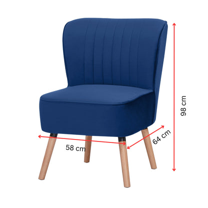 Drew 1 Seater Sofa Accent Chair Fabric Uplholstered Lounge Couch - Dark Blue