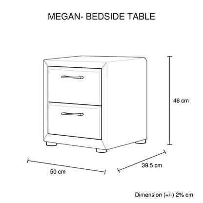 Bedside Table 2 drawers Night Stand Upholstery Fabric Storage in Light Grey Colour