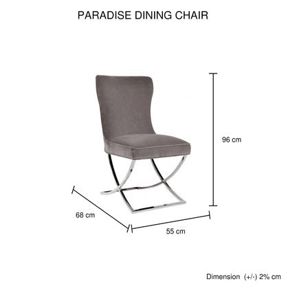 2X Dining Chair Grey Fabric Upholstery Beautiful Quilting Shiny Silver Colour Legs