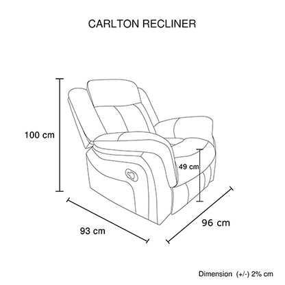 Carlton 3R+1R+1R Finest Fabric Recliner Sturdy Construction Metal Mechanism