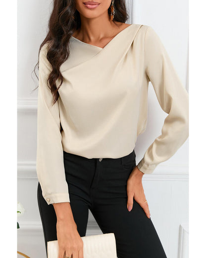 Azura Exchange Asymmetric V Neck Satin Blouse - 2XL
