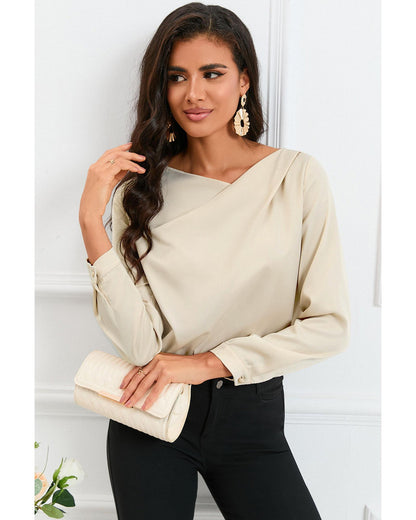 Azura Exchange Asymmetric V Neck Satin Blouse - S