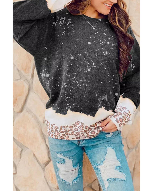 Azura Exchange Bleached Leopard Pullover Sweatshirt - L