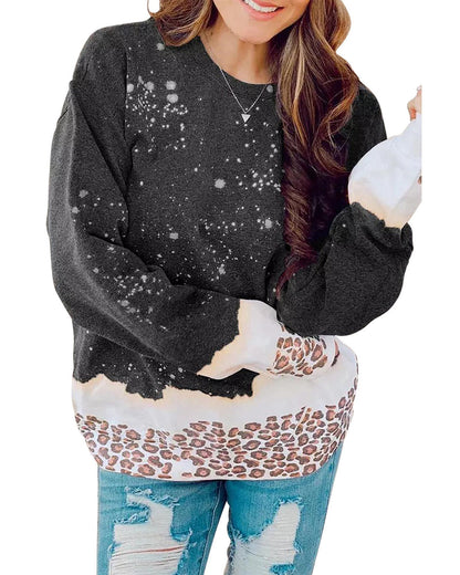 Azura Exchange Bleached Leopard Pullover Sweatshirt - L