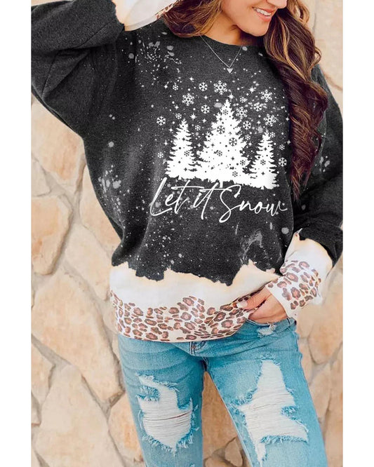Azura Exchange Christmas Graphic Leopard Bleached Sweatshirt - XL