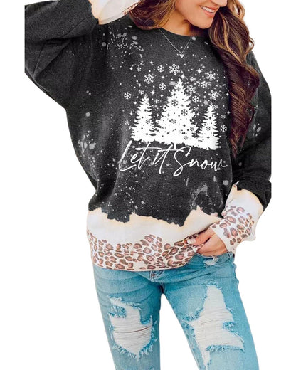 Azura Exchange Christmas Graphic Leopard Bleached Sweatshirt - XL