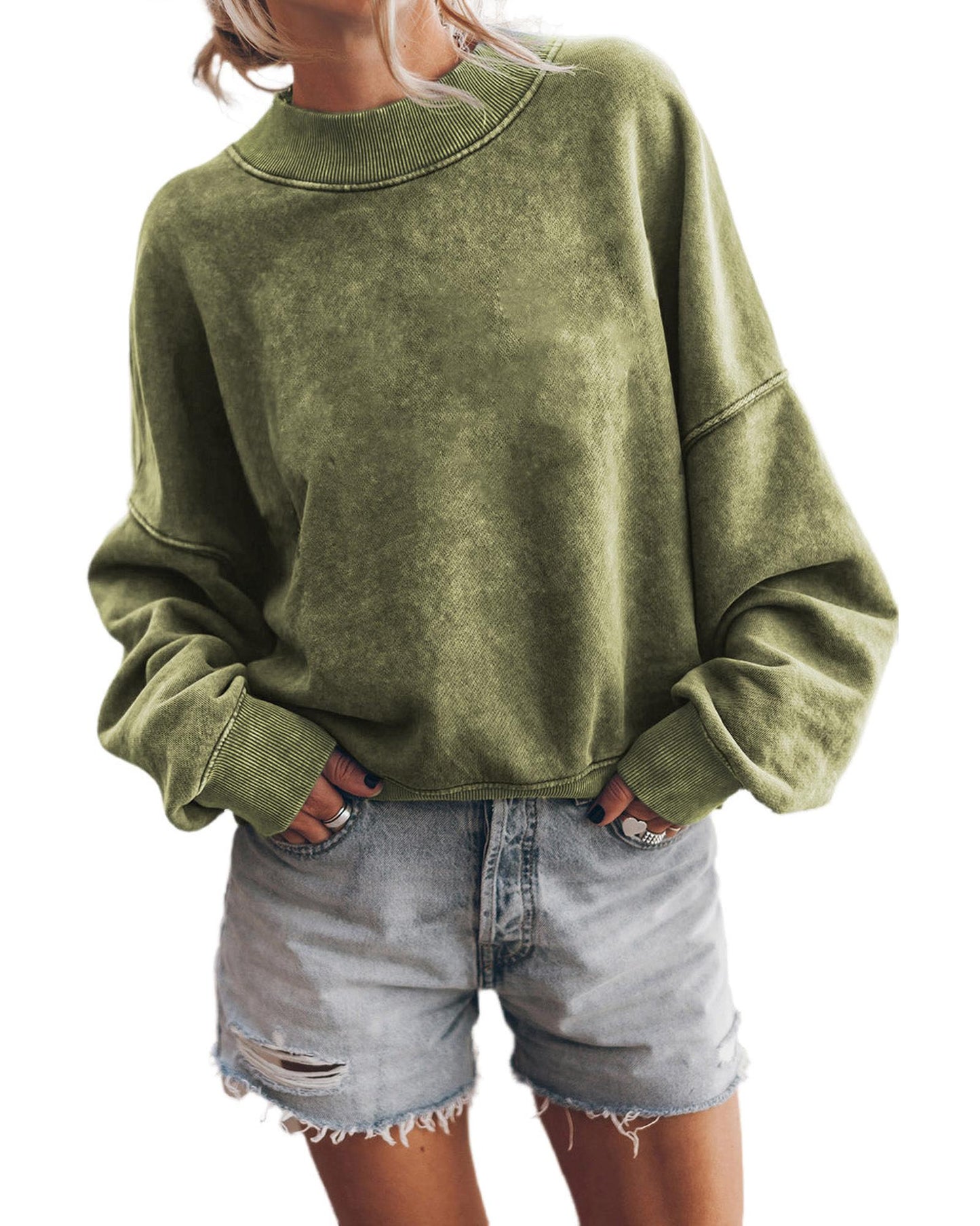 Azura Exchange Drop Shoulder Crew Neck Pullover Sweatshirt - XL