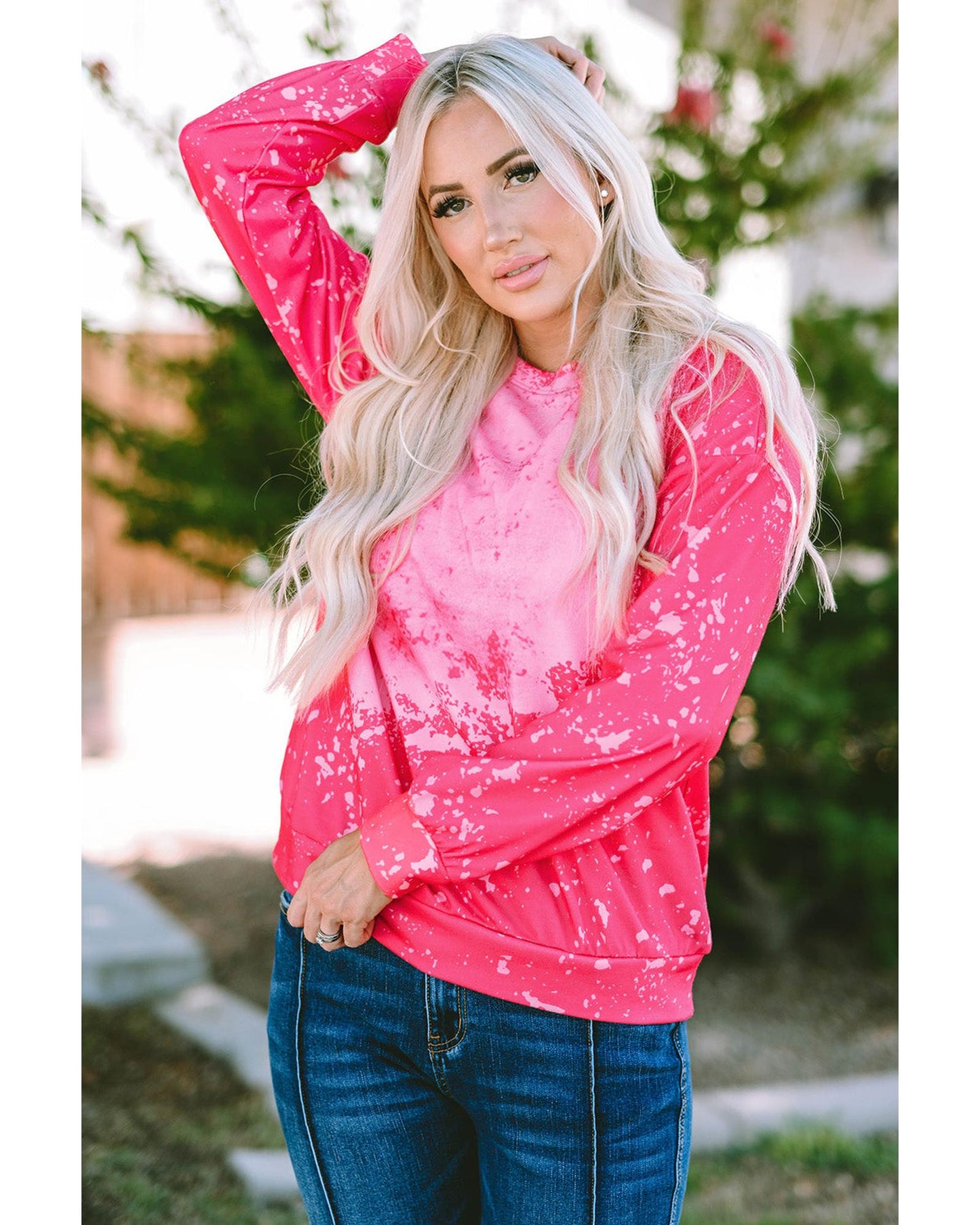 Azura Exchange Long Sleeve Tie Dye Pullover Sweatshirt - L