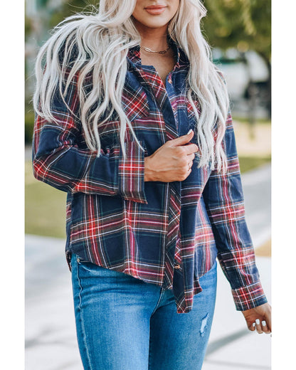 Azura Exchange Button Pocket Long Sleeve Asymmetric Shirt - S