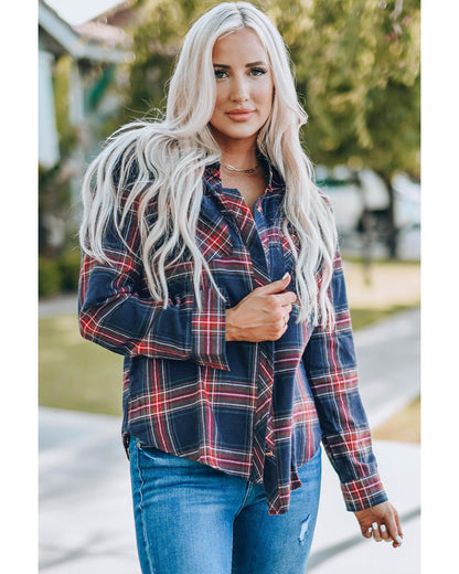 Azura Exchange Button Pocket Long Sleeve Asymmetric Shirt - S