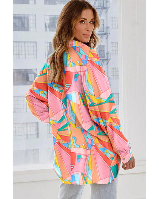 Azura Exchange Abstract Geometric Print Oversized Shirt - M